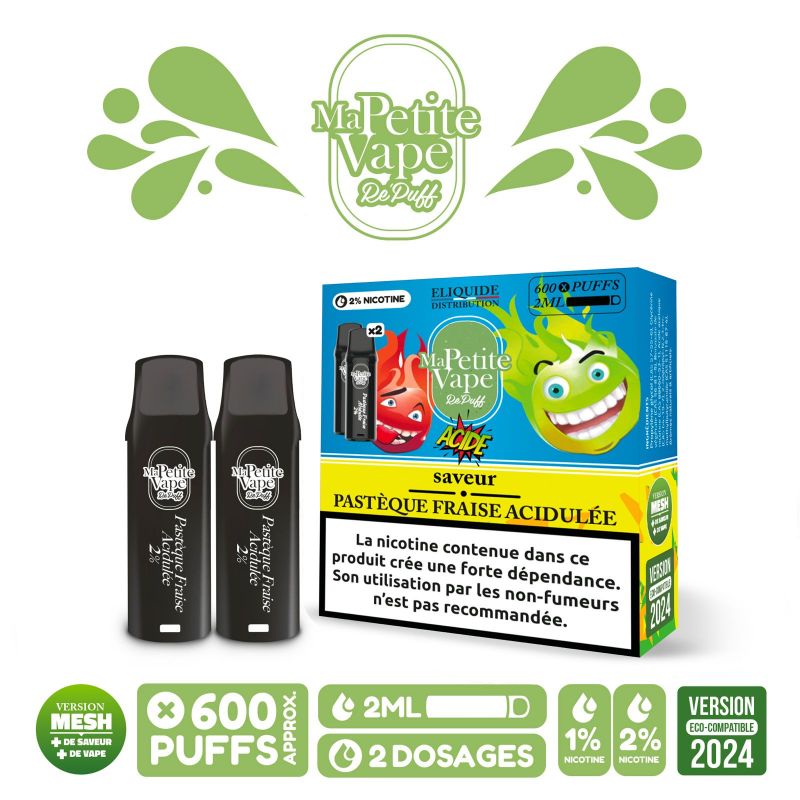Recharge RePuff Pastque Fraise Acidule Ma Petite Vape : 8,46 Recharge RePuff Pastque Fraise Acidule Ma Petite Vape : 8,46